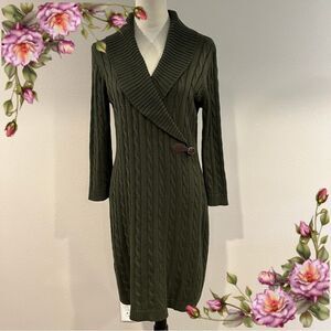 Calvin Klein charcoal olive color v-neck sweater dress size medium